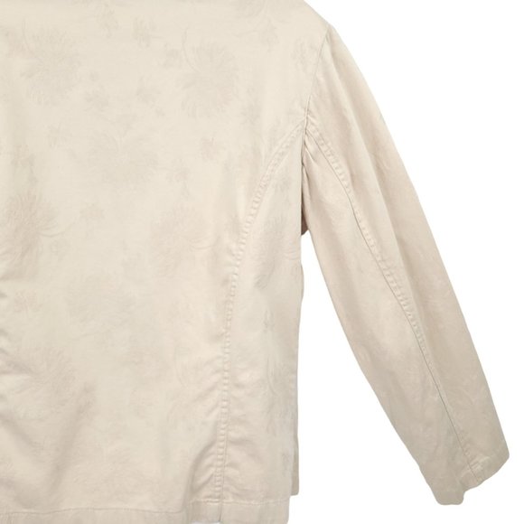 Chicos Ruffled Collar Front Button Jacket Womens Size 0 US 4 Tan - Picture 8 of 12